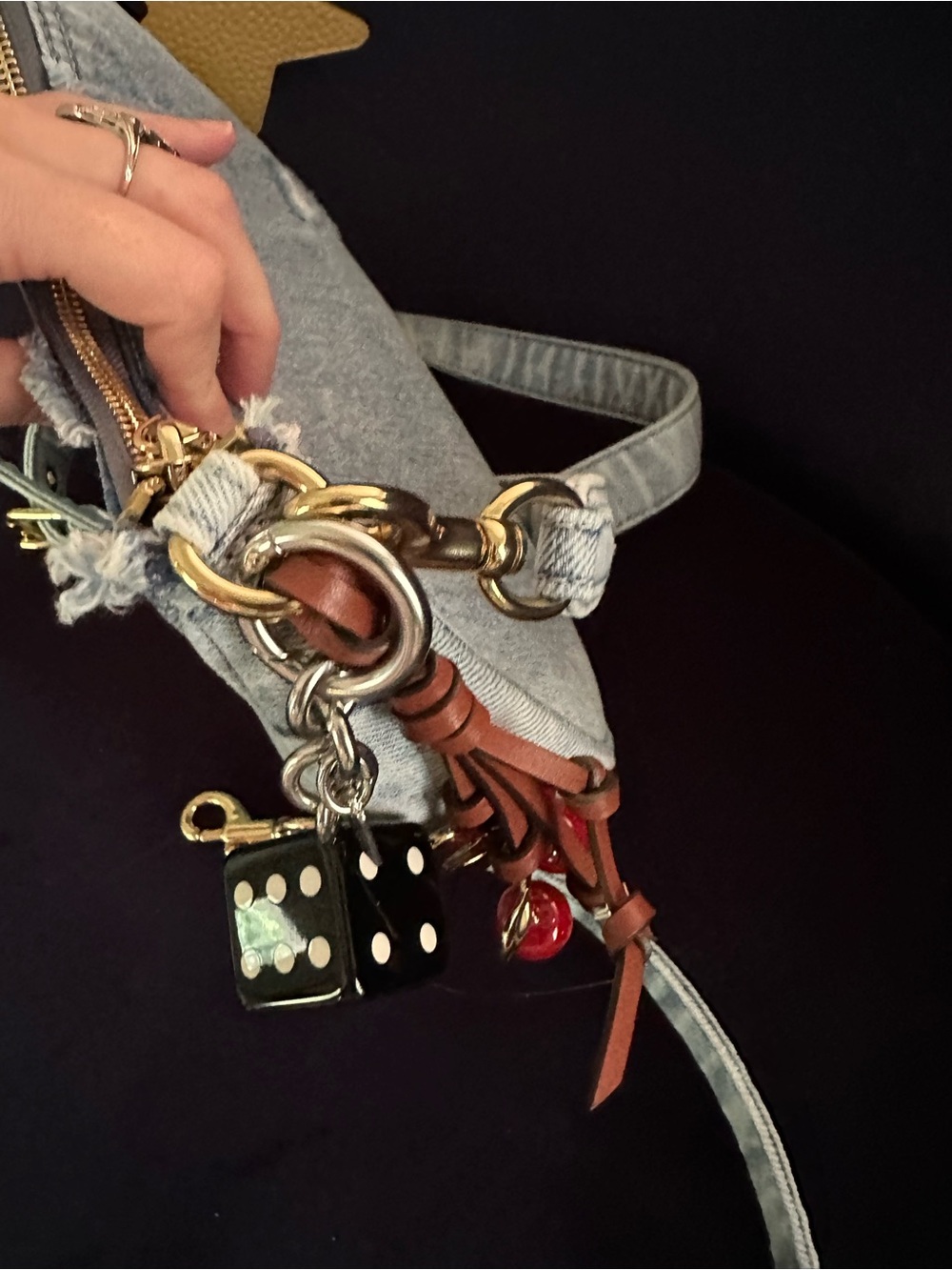 Coach Loved Denim Teri Shoulder Bag with Charm Accents - Picture 6 of 8